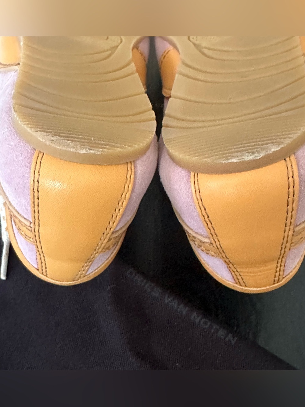 Dries Van Noten Leather-trimmed Suede Blush Yellow Low Top Sneakers 37 NWT - Picture 11 of 12